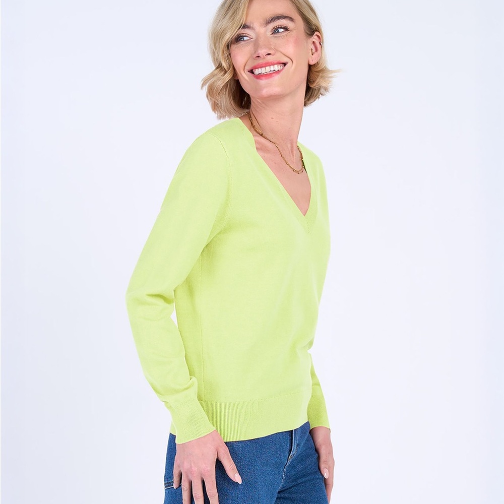 Calvin Klein V-Neck Lime Wool Alpaca Blend Sweater Size‎ L